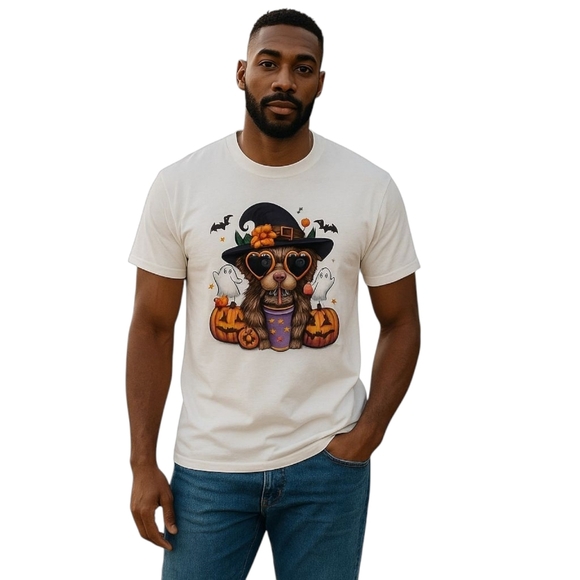 Highland Cow Halloween Witch T Shirt Cute Ghosts Pumpkins Fall Graphic Unisex - Picture 4 of 5